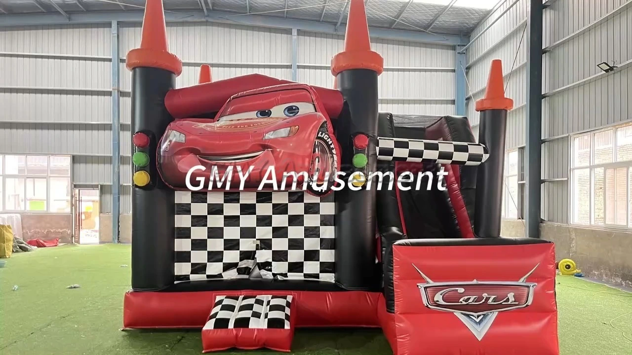 Cars Race Bouncy Castle Combo Jumping Bounce House With Slide GMY Inflatables 1