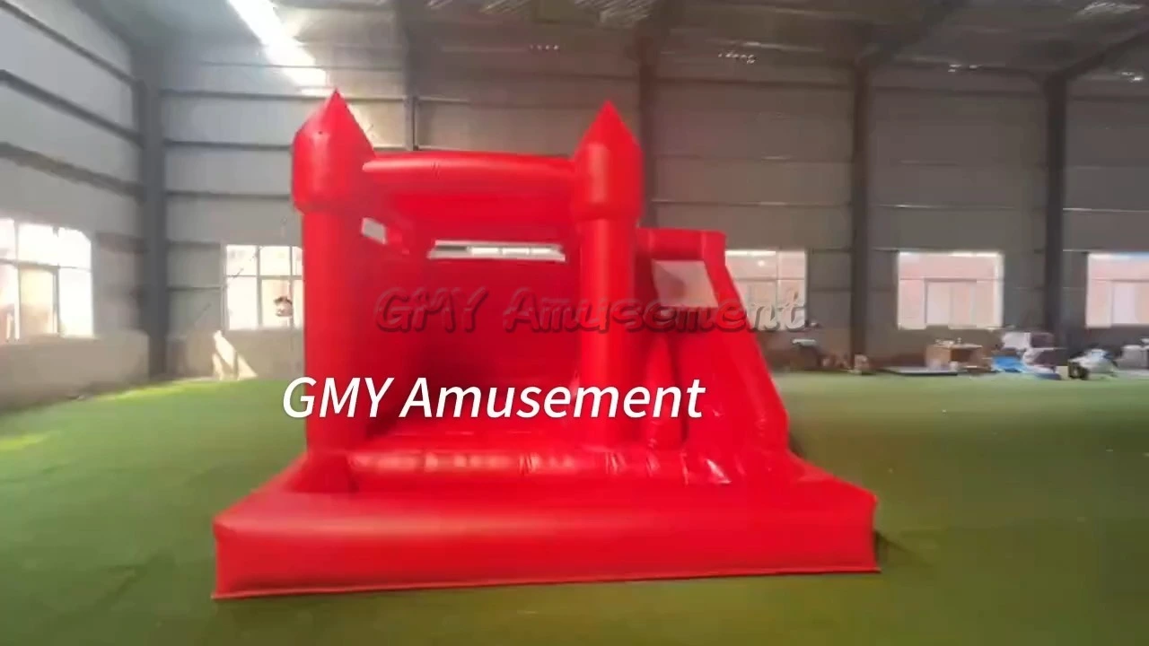 White Bouncy Castle Red Bounce House Games With Slide GMY Inflatables 1