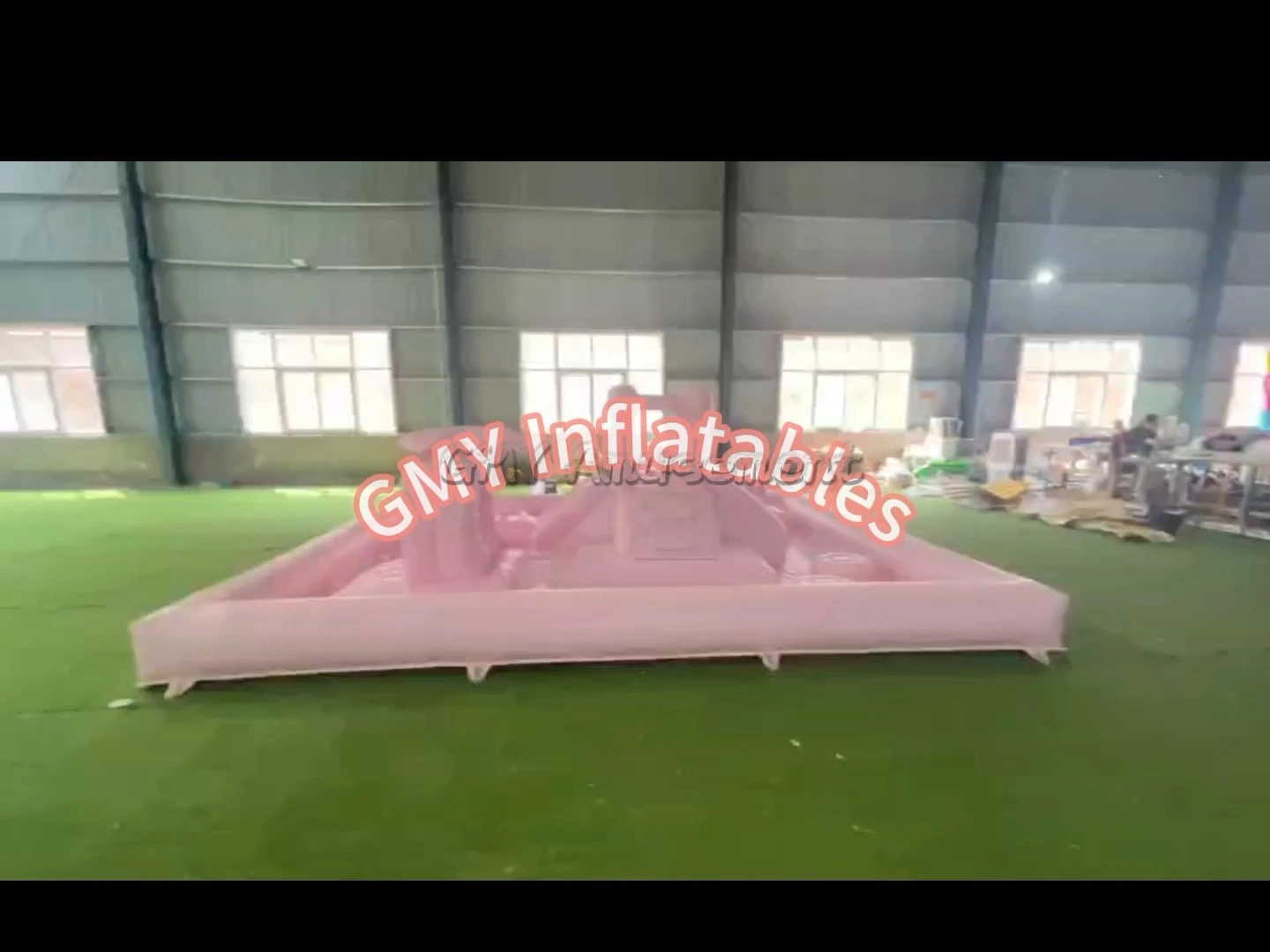 Pastel Pink White Sprinkler Equipment Inflatable Splash Pad GMY Inflatables 1