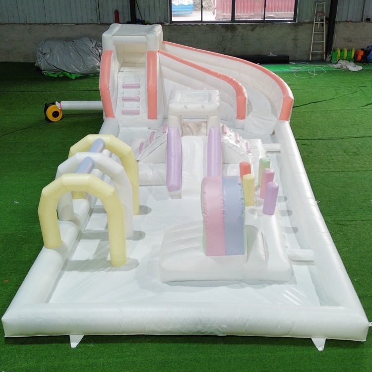 Portable White Pastel Neutral Bounce House Splash Pad Inflatable GMY ...