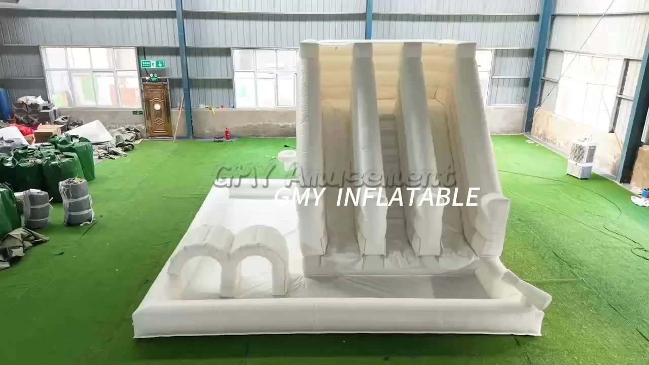 Ball Pit Spalsh Pool White Bounce House With Double Slide GMY Inflatables 1