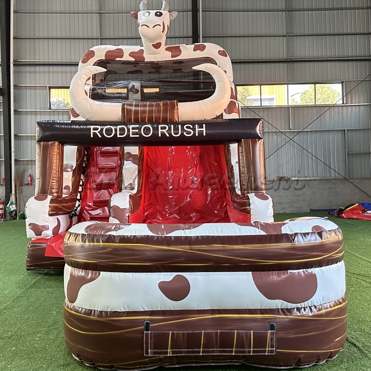 Rodeo Rush Cow Dairy Cattle Pool Waterslide Inflatable Commercial Water ...