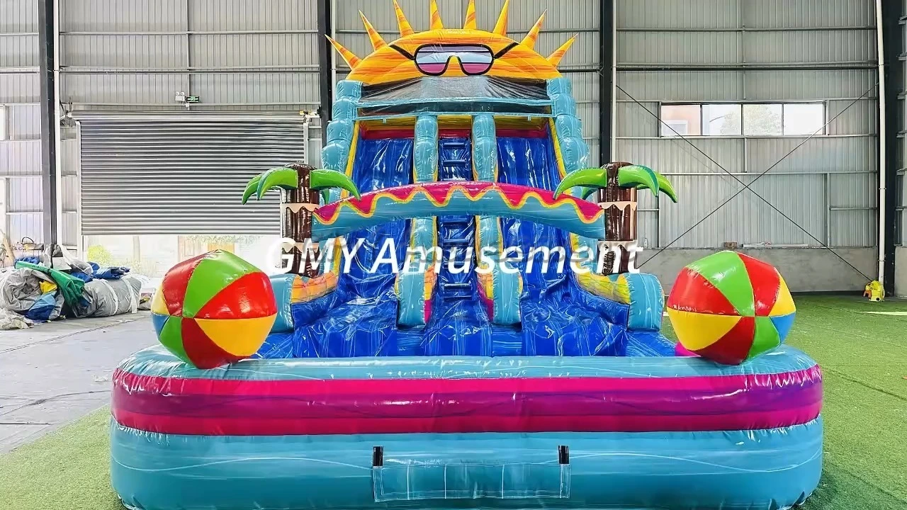 Dual Lane Waterslide Pool Inflatable Water Park Slide For Adults Kids GMY Inflatables 1
