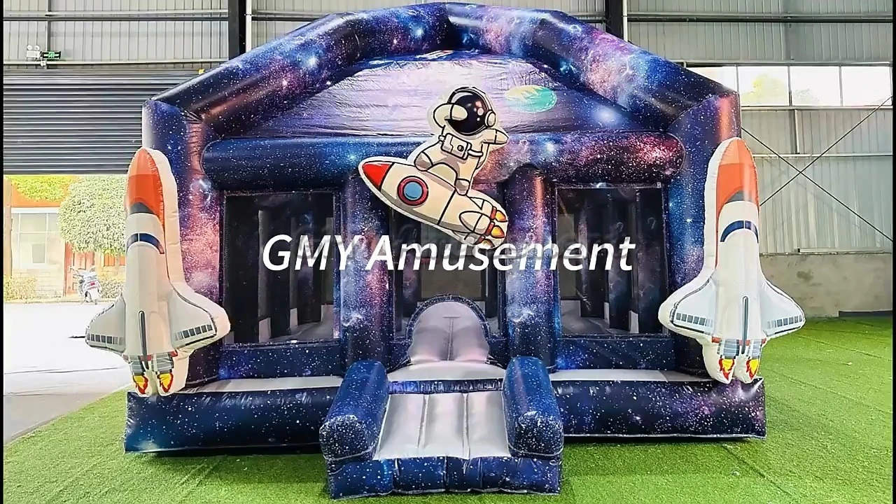 Space Rocket Astronaut Inflatable Bouncy Castle Moonwalk Large Bounce House 1