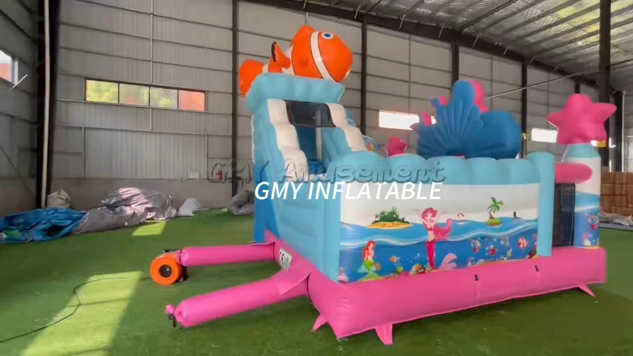 Mermaid Bouncer With Slide Combo Bounce House Ocean Fish Jumping Castle GMY Inflatables 1
