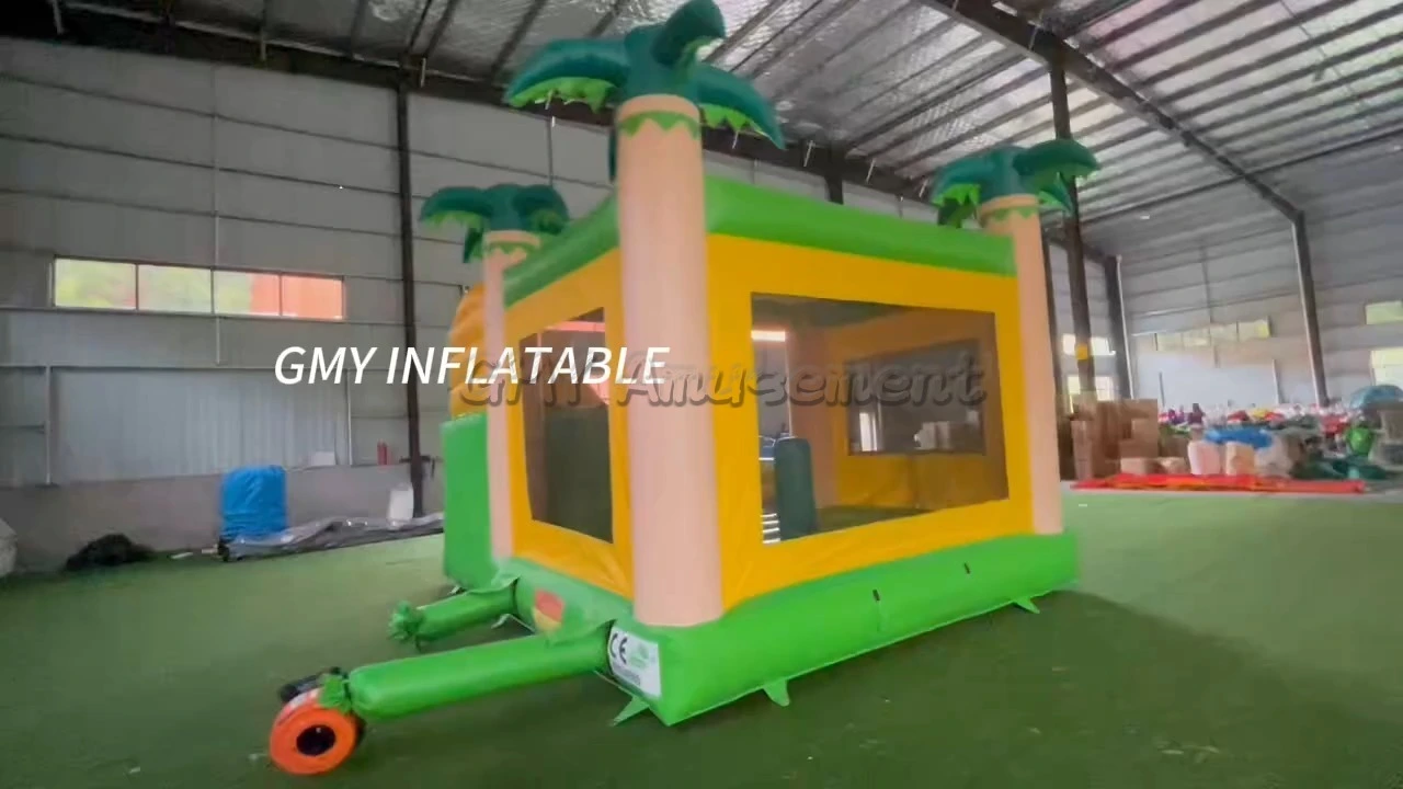 Palm Tree Bounce House Slide Hupfburg Bouncy Castle Inflatable for Sale GMY Inflatables 1
