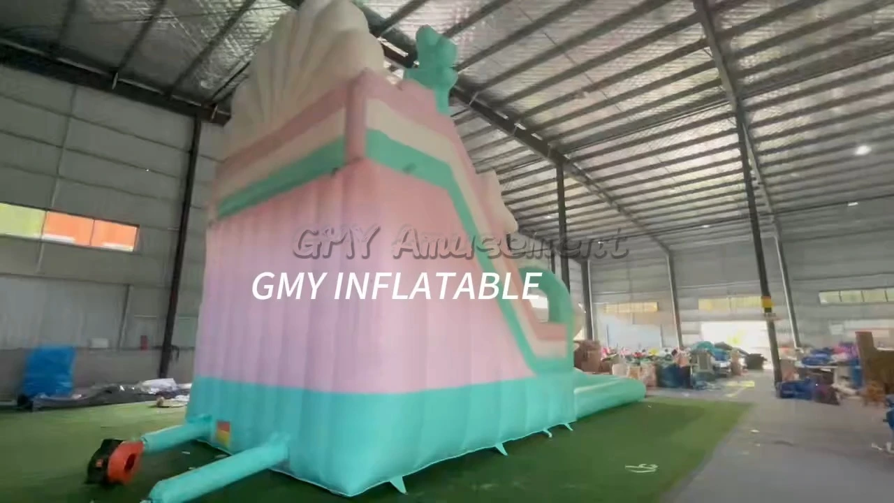 Inflatable Pastel Baby Blue Ocean Shell Slide Outdoor for Summer Fun GMY Inflatables 1