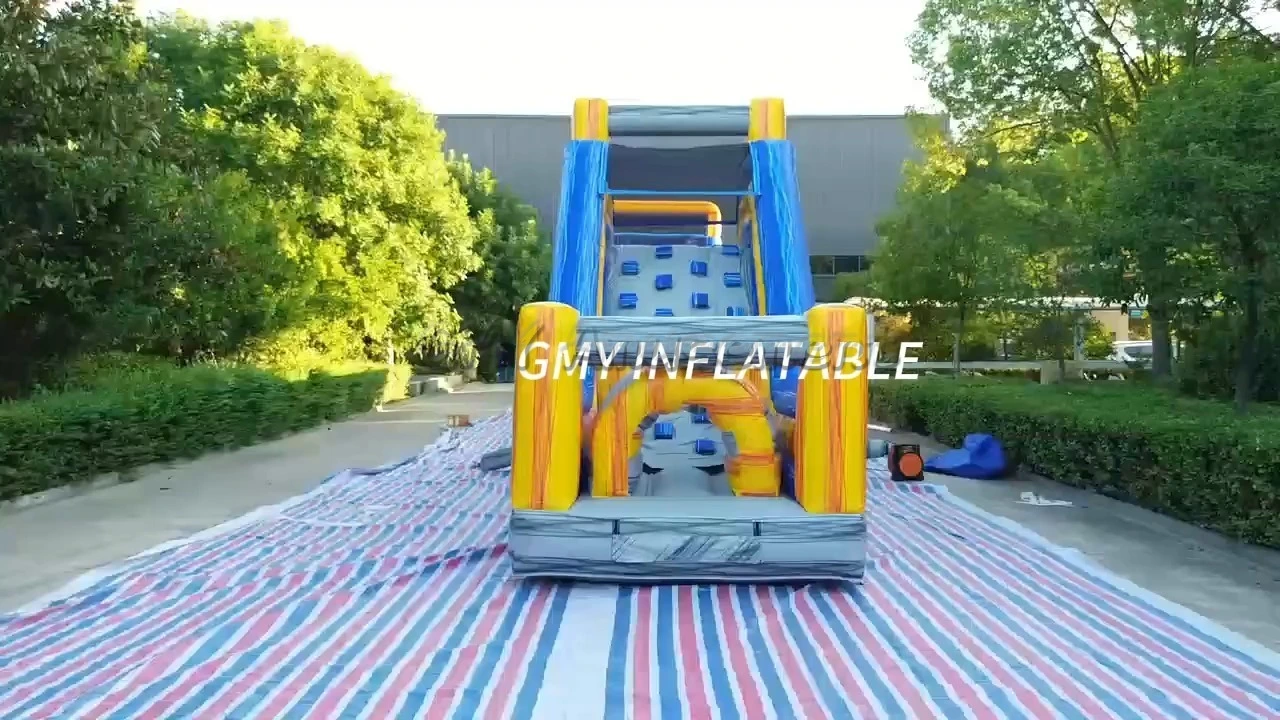 Large Inflatables Marble Color Obstacle Course With Double Slide Inflatable Climbing Wall Challenge for Kids GMY Inflatables 1