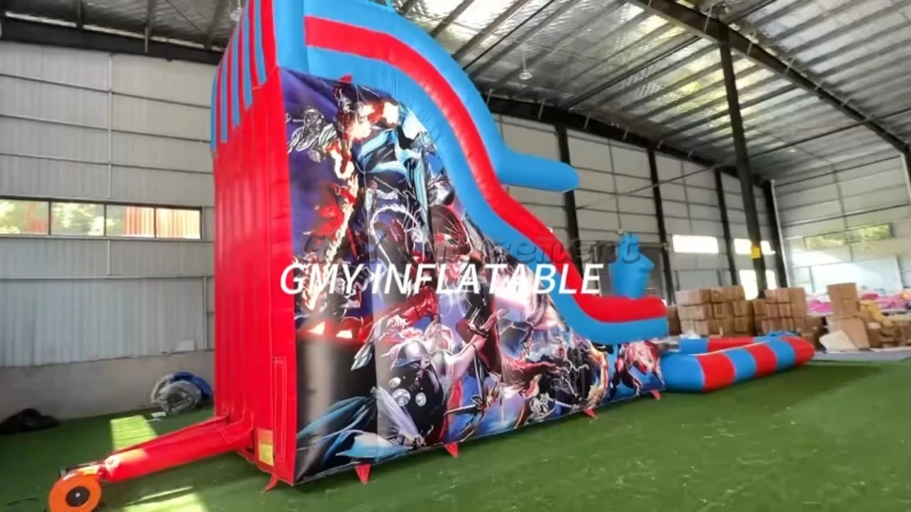 Inflatable Double Lane Slide and Air Sealed Water Pool Hero Themed Slide Inflatable GMY Inflatables 1
