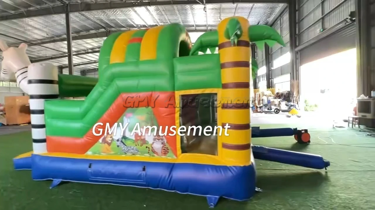 Hot Sale Lion Jungle Combo Bounce House Hupfburg Big Bouncy Castles for Sale GMY Inflatables 1