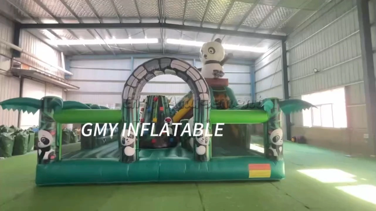 Cute Panda Bouncy Castle Inflatable Playground Jumper Inflatable Bouncy Castle With Slide GMY Inflatables 1
