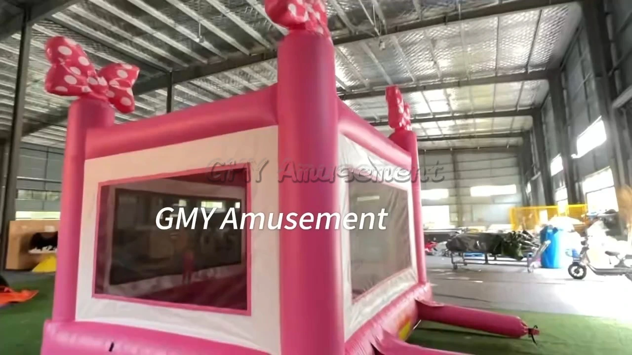 Pink Bow Inflatable Bouncer Princess Bouncy Castle for Party Rental GMY Inflatables 1