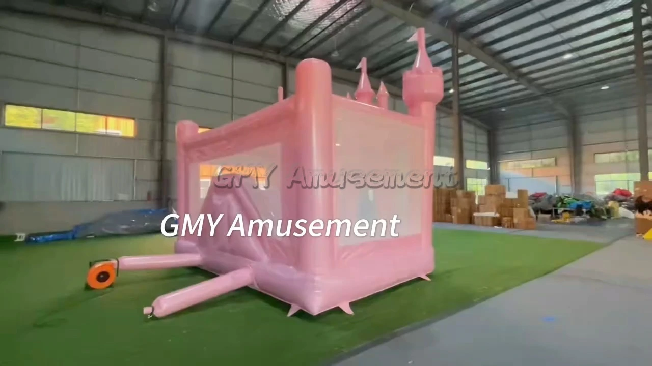 Pink Bouncy Castle Inflatable Bounce House With Slide Inside for Kids Playground GMY Inflatables 1