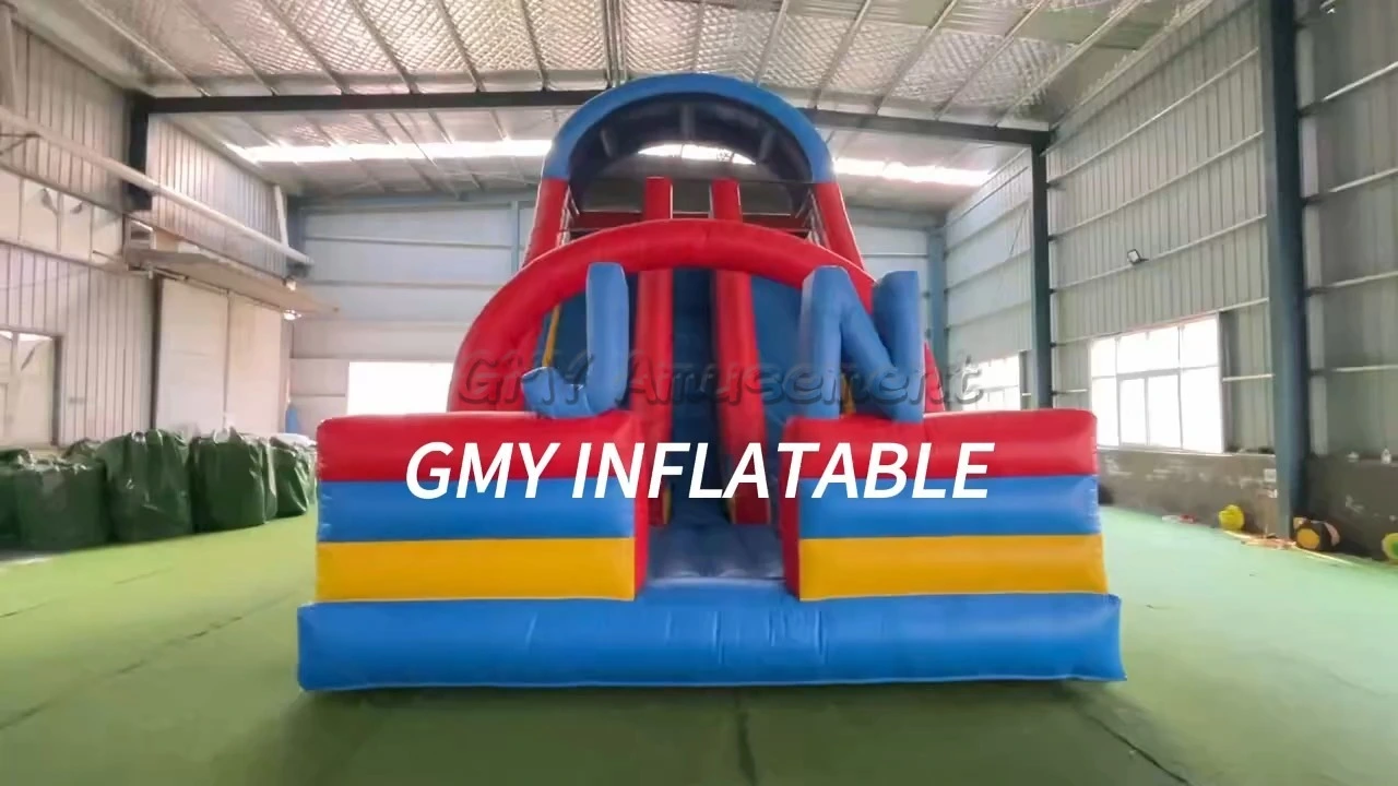 Château gonflable coloré à double voie avec toboggan sec pour enfants, extérieur, GMY Inflatables 1