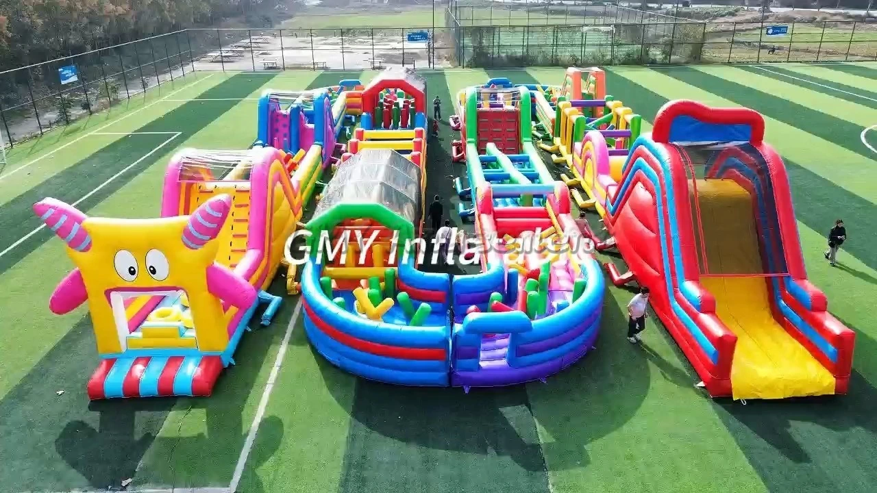 Large Playground Bouncy Castle Inflatable Obstacle Course Jumping Castle Slide GMY Inflatables 1
