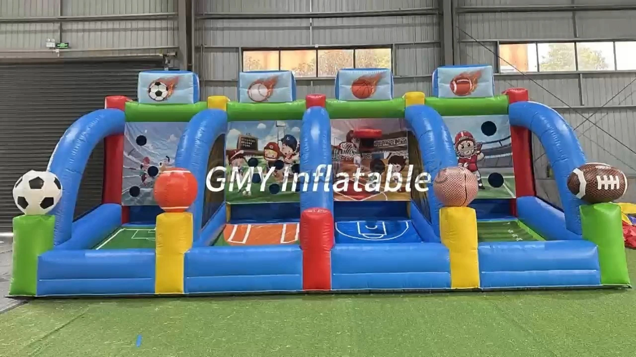 4-in-1 aufblasbares Baseball-, Basketball- und Fußballfeld, Sportzone, Schießspiel von GMY Inflatables 1