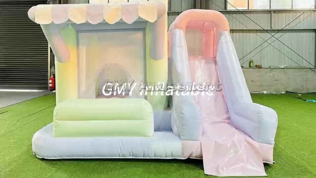 Aufblasbare Hüpfburg mit Rutsche und Bällebad in Pastellfarben für Kinder – GMY Inflatables 1