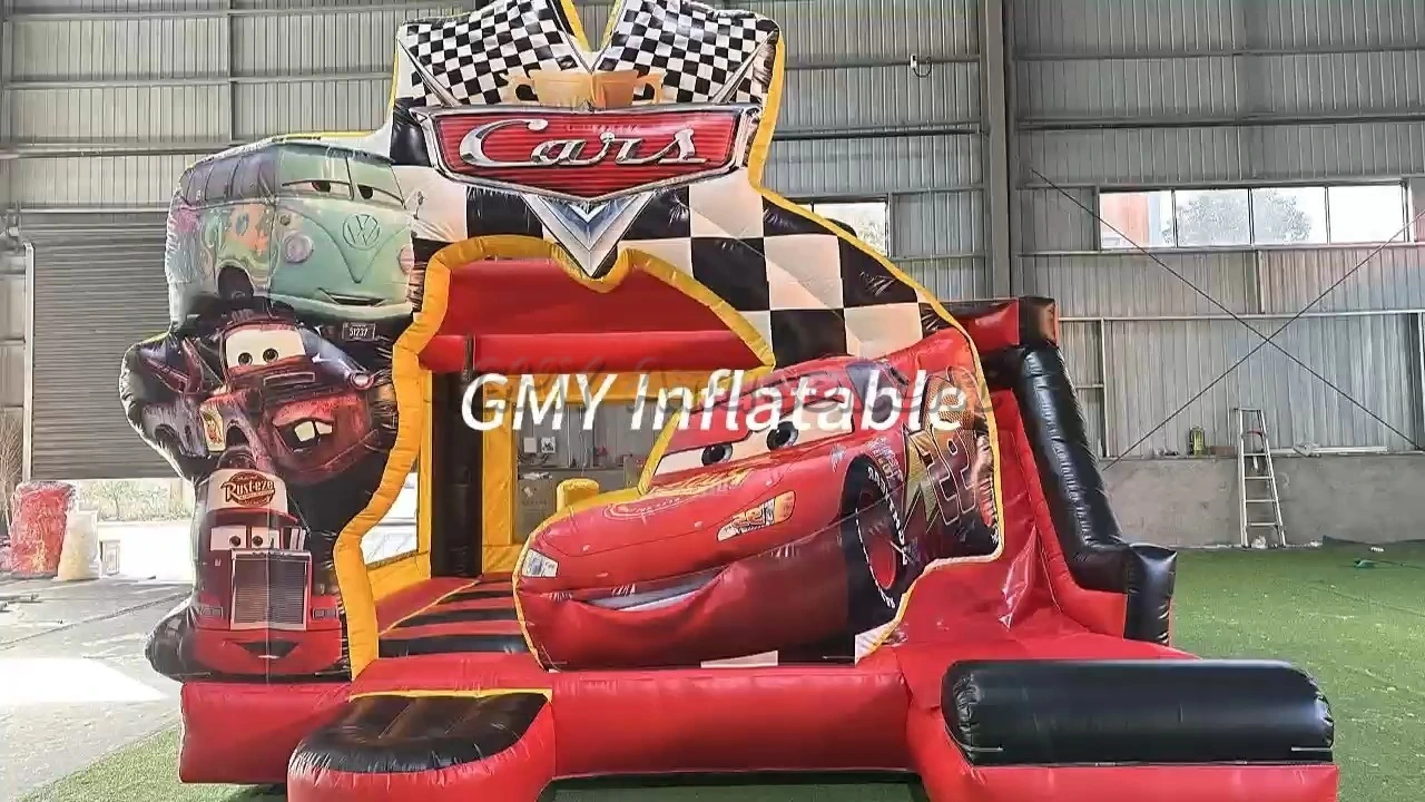 Spersonalizowany dmuchany domek do skakania z motywem samochodowym dla dzieci, nadmuchiwany zestaw GMY 1