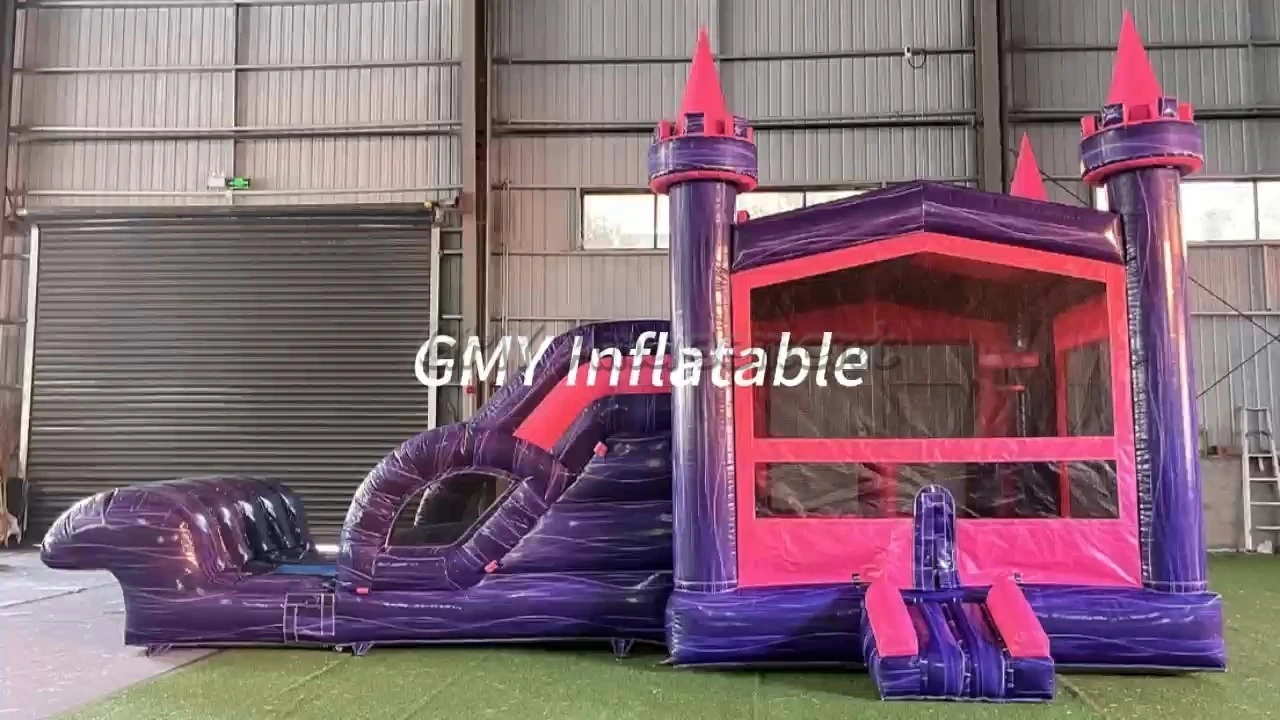 Dry and Wet Bounce House Combo Multi Color Jumping Bouncy Castle with Slide GMY Inflatables 1