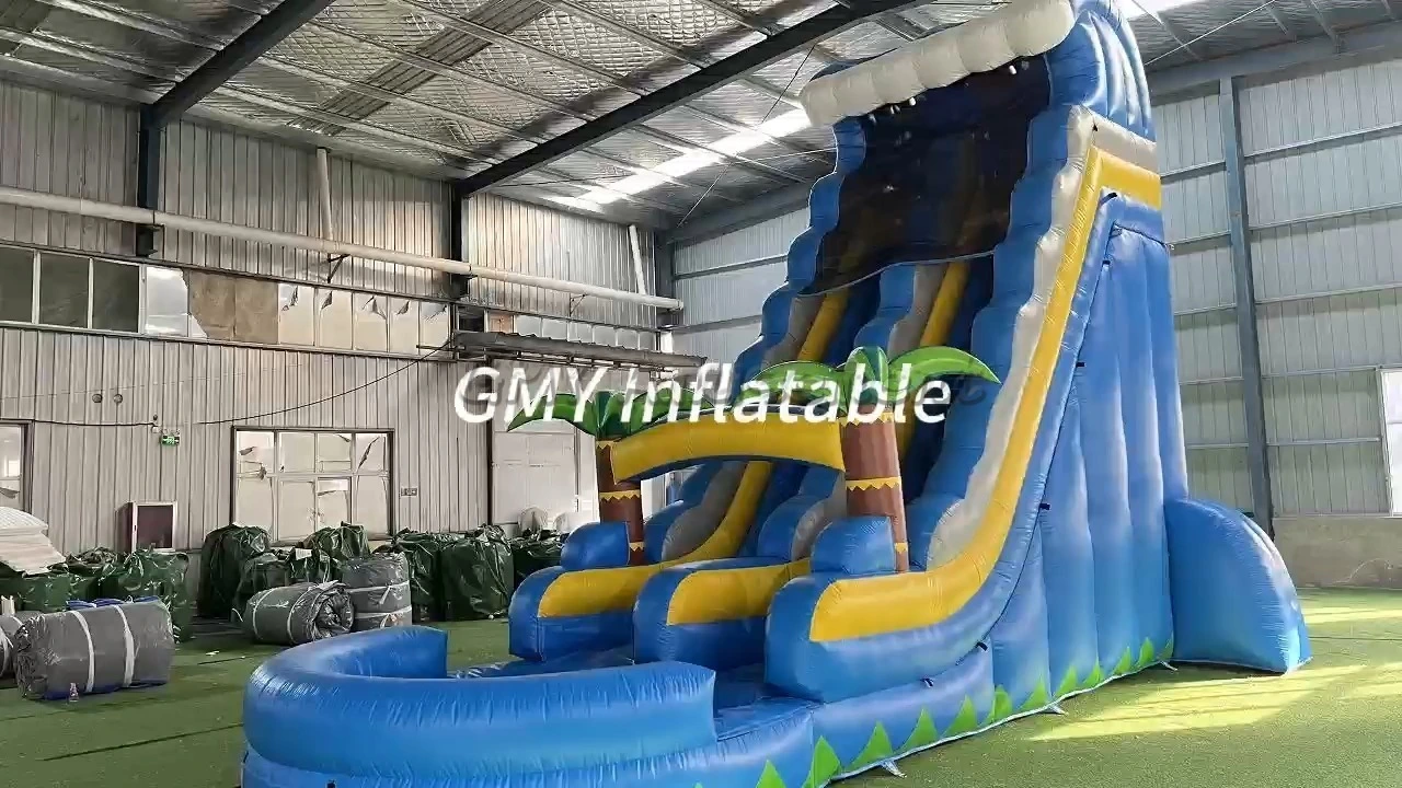 Outdoor Palm Tree Kids Adults Party Waterslide Inflatable Pool Water Slide GMY Inflatables 1