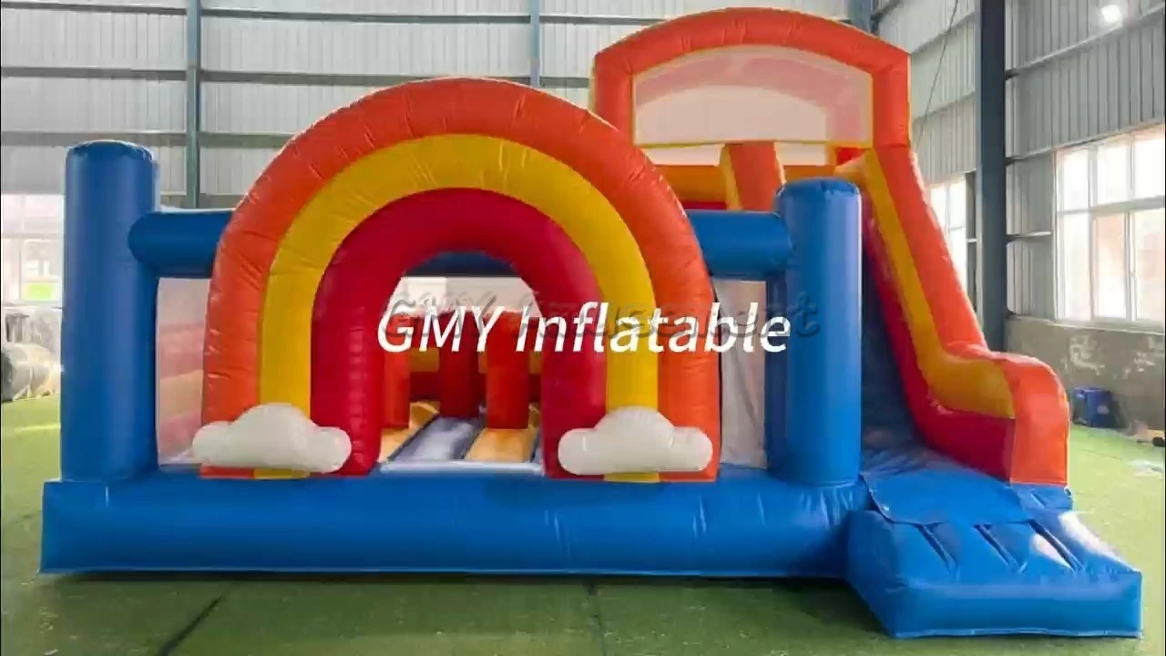 Location de matériel de fête : Château gonflable Rainbow Kids avec toboggan, structure gonflable extérieure GMY Inflatables 1