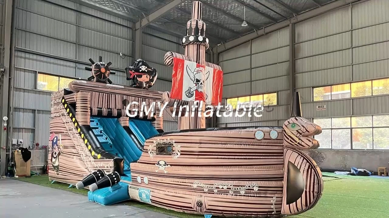 CE-zertifizierte Hüpfburg Piratenschiff mit aufblasbarer Rutsche für Kinder zur Partyvermietung von GMY Inflatables 1