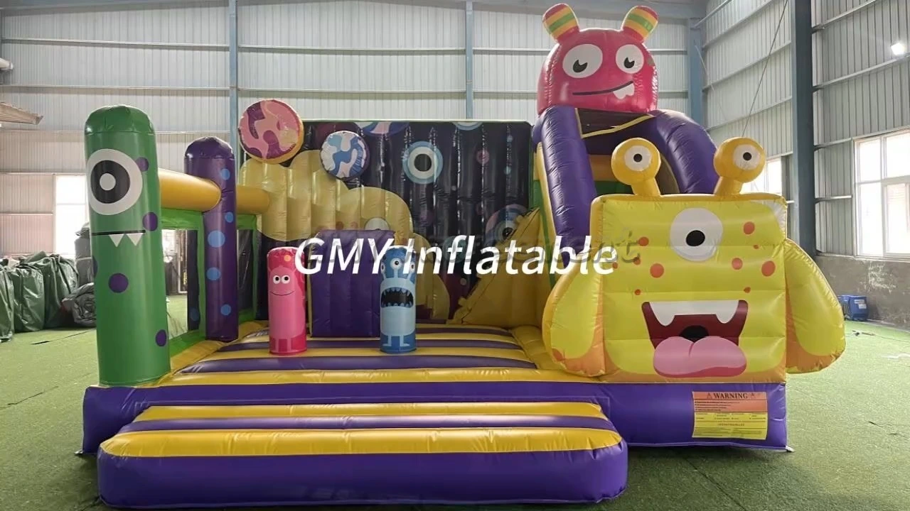 CE-zertifizierte Monster-Geburtstags-Hüpfburg, Alien-Hüpfburg mit Trockenrutsche, GMY Inflatables 1