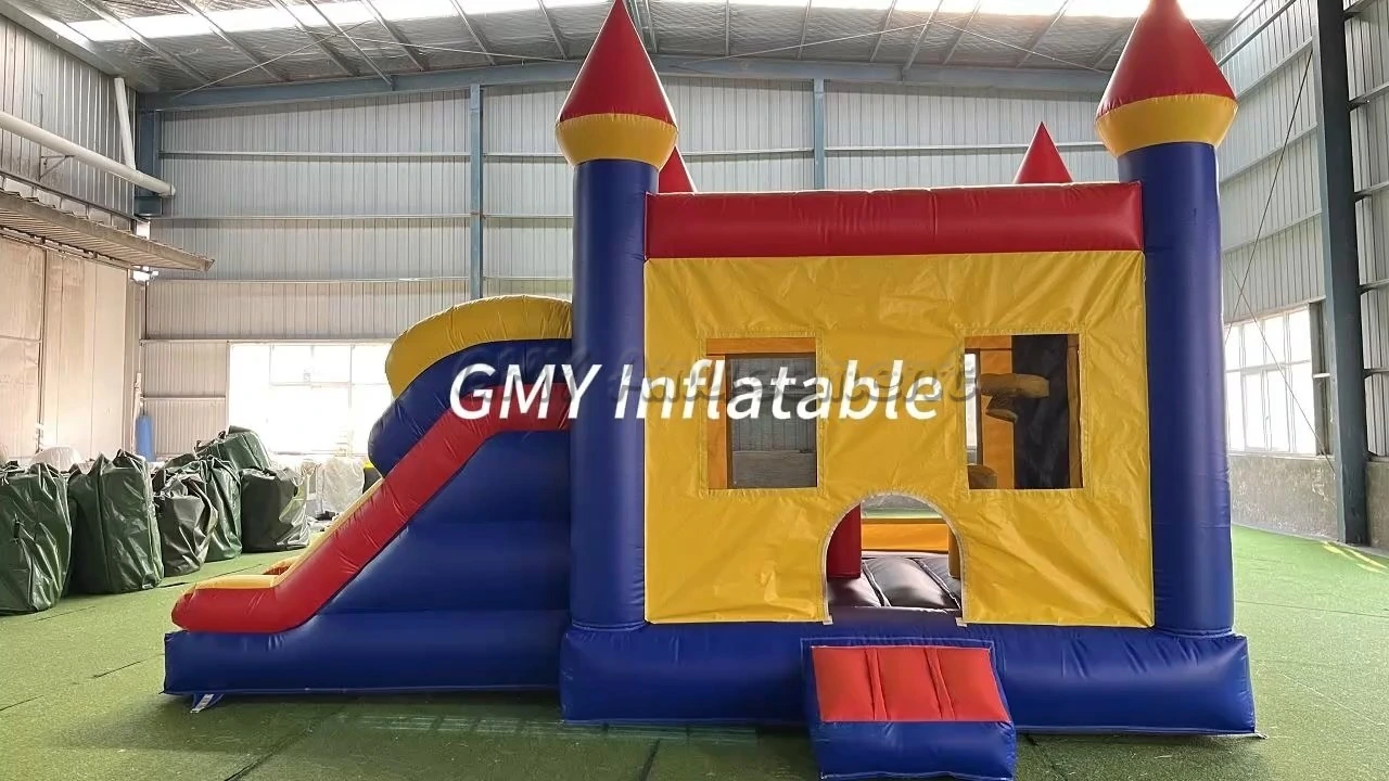 Gewerbliche, blaue Hüpfburg mit Rutsche aus PVC für Jungen, GMY Inflatables 1