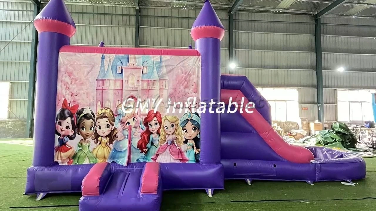 Hüpfburg-Kombination mit Mädchenmotiv in Rosa für Partys, GMY Inflatables 1