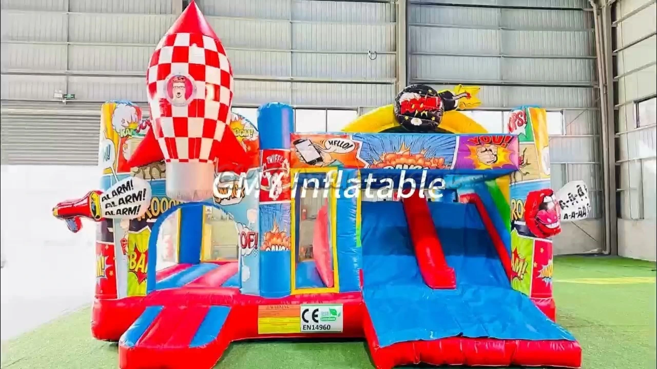 CE-zertifizierte, zweispurige Hüpfburg mit Comic-Motiv von GMY Inflatables 1