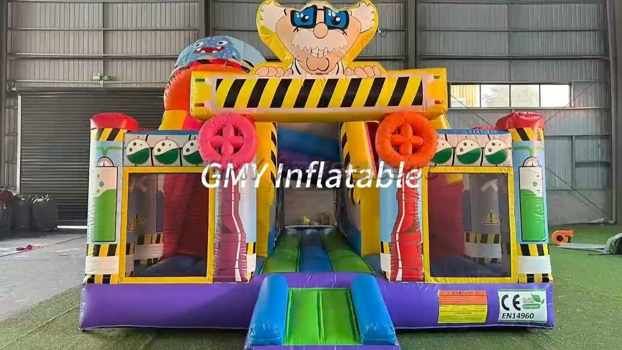 Hüpfburg mit Rutsche im Stil eines Wissenschaftsprofessors, aufblasbare Hüpfburg von GMY Inflatables 1