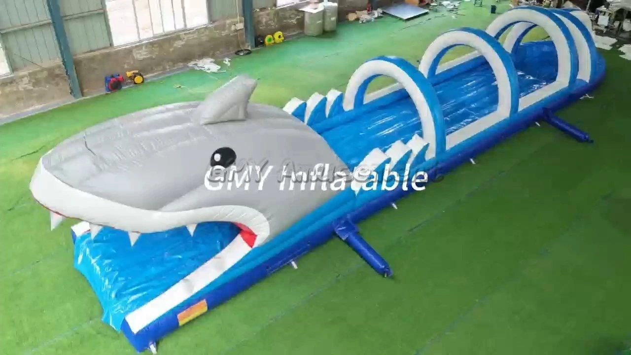 Aufblasbare 3D-Hai-Wasserrutsche, Hüpfburg, Rutsche, aufblasbare GMY-Aufblasgeräte 1