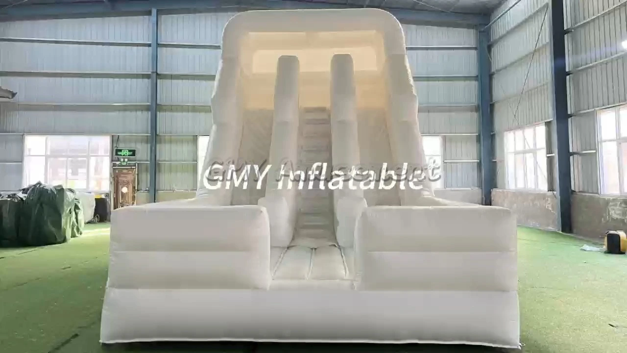 Weiße aufblasbare Trockenrutsche Hüpfburg Outdoor-Rutsche für Partyverleih GMY Inflatables 1