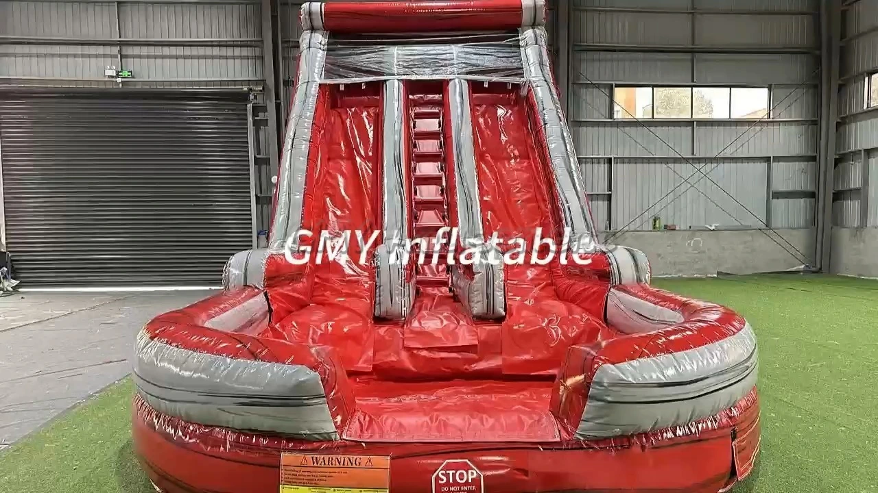 Große aufblasbare Rutsche mit Wasserbecken, aufblasbare Doppelbahn-Wasserrutsche, GMY Inflatables 1
