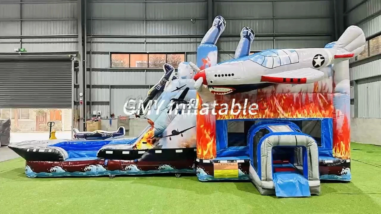 Flugzeug-Trampolin, aufblasbare Hüpfburg, kommerzielle Hüpfburg-Kombination, GMY Inflatables 1
