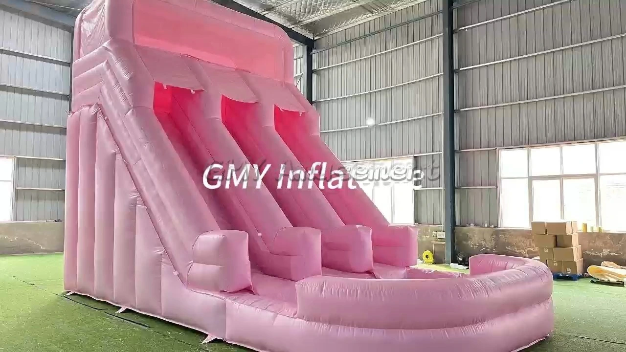 Castillo aufblasbare Prinzessin rosa Mädchen Doppelrutsche mit Wasserrutsche Hpfburg GMY Inflatables 1