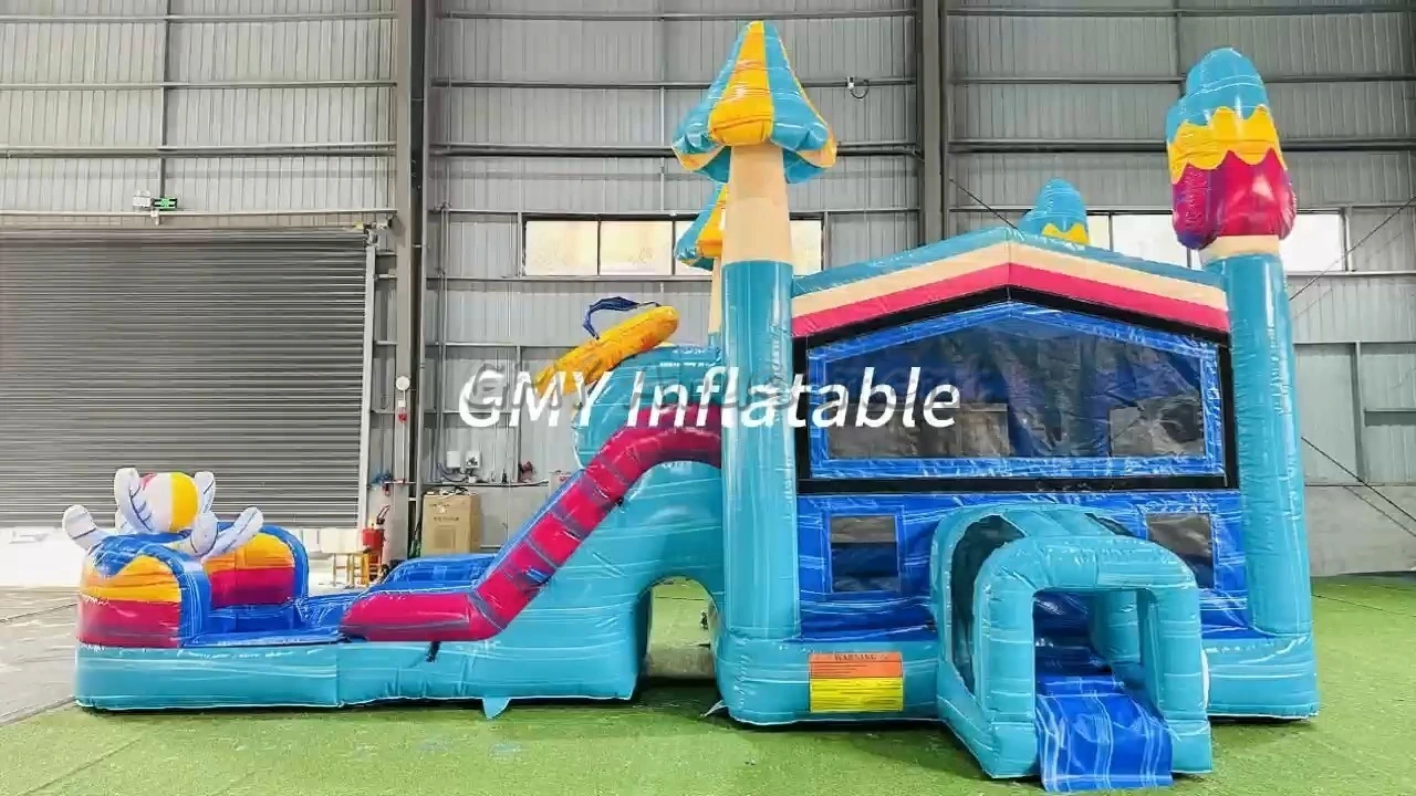 Aufblasbare Sommer-Hüpfburg mit Rutsche für Wasserspaß von GMY Inflatables 1