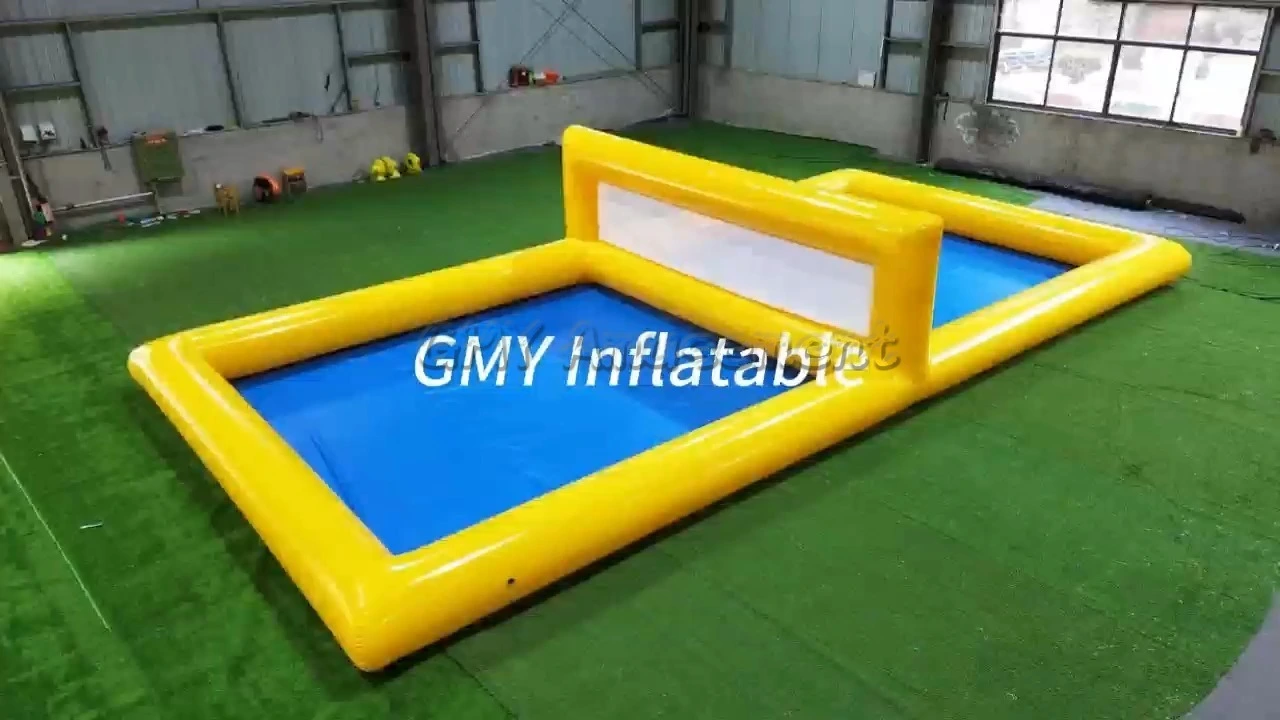Location de terrain de volley-ball gonflable jaune, terrain de volley-ball aquatique gonflable, GMY Inflatables 1