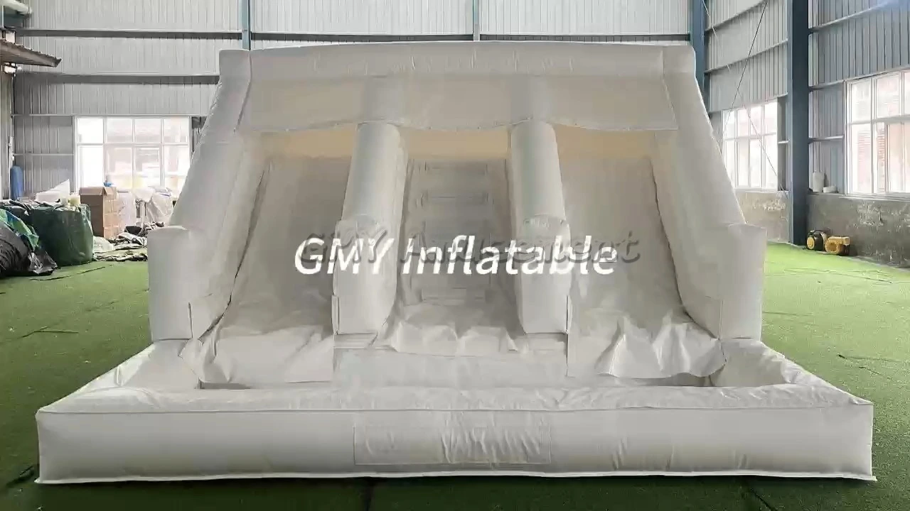 Toboggan gonflable double princesse entièrement blanc à double voie avec toboggan sec/humide GMY Inflatables 1