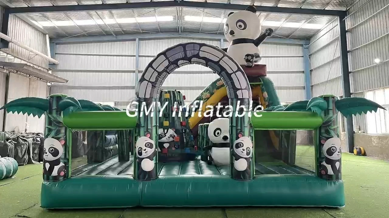 Hüpfburg mit Panda-Motiv, Rutsche, aufblasbares Gartenschloss, Spielplatz, Hüpfburg von GMY Inflatables 1