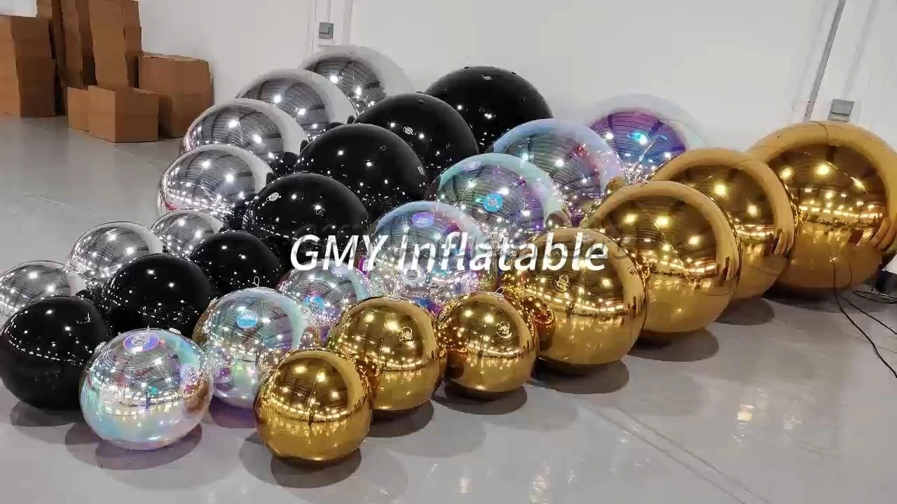 Zewnętrzna nadmuchiwana kula lustrzana z PVC, gigantyczna dekoracyjna, błyszcząca, złota, nadmuchiwana kula GMY 1