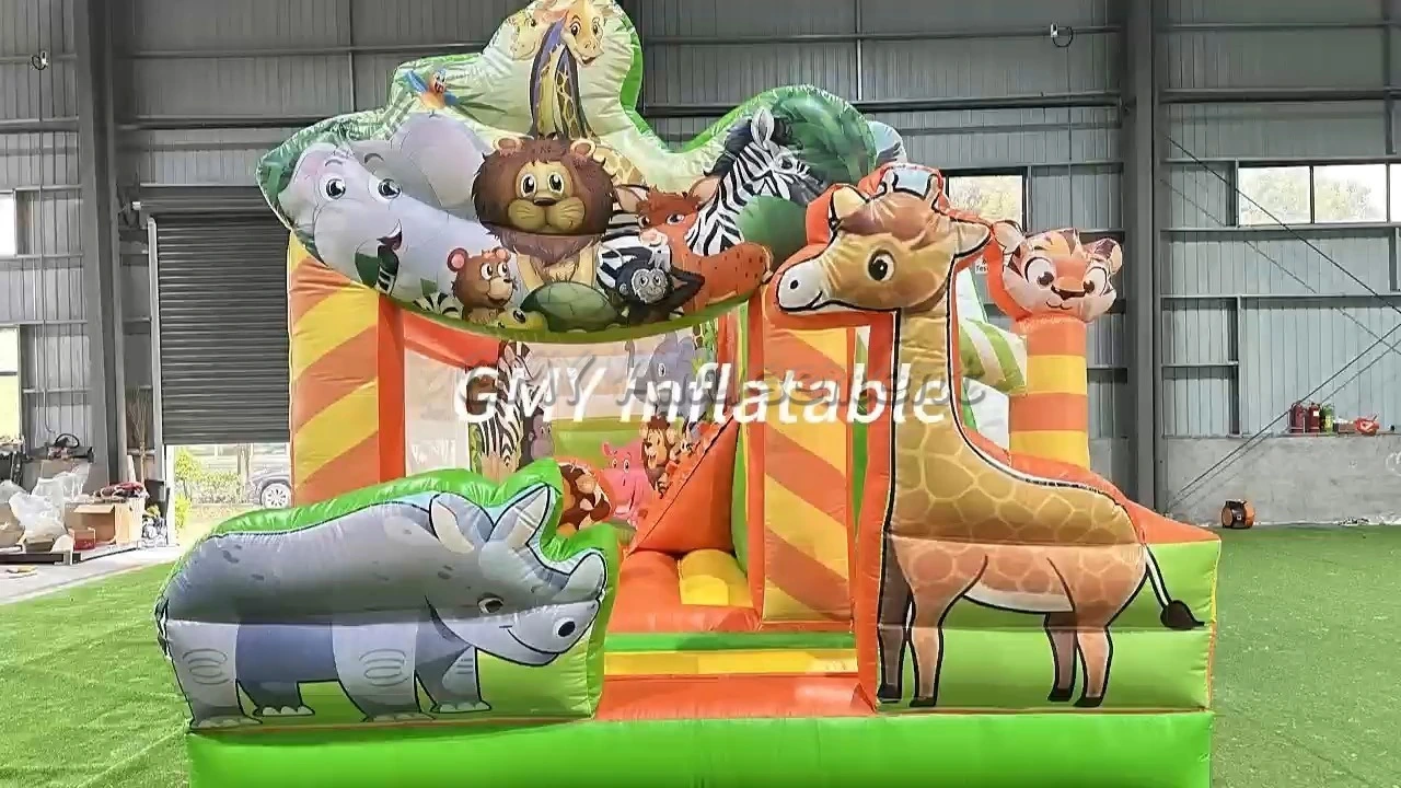 Zoo Animal Bouncy Castle Slide Combo Castillo Inflable Mit Rutsche Inflatable House GMY Inflatables 1