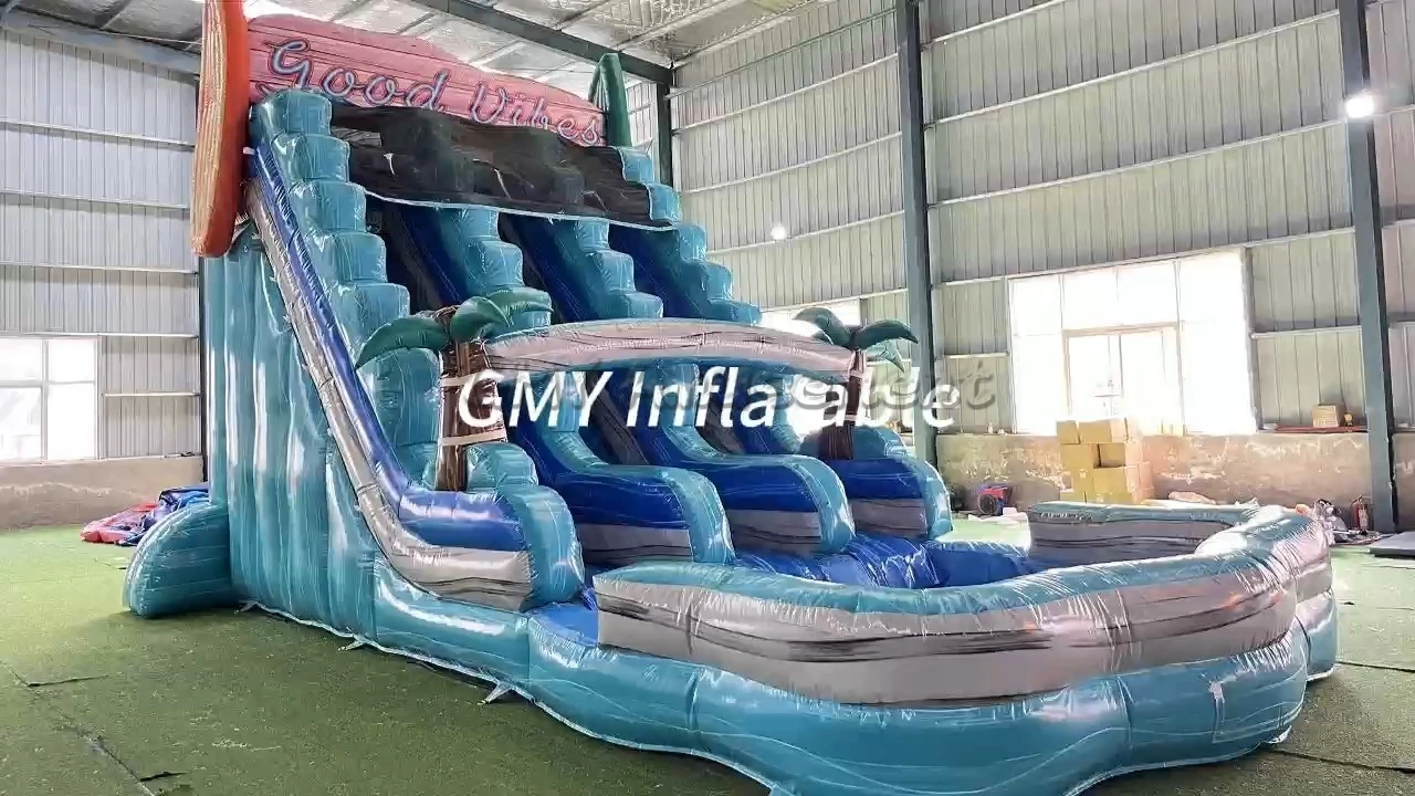 Tobogán acuático inflable personalizado para adultos con piscina para fiestas (GMY Inflatables) 1