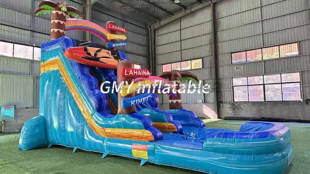 Tobogán acuático inflable con forma de palmera para playa y piscina, GMY Inflatables 1