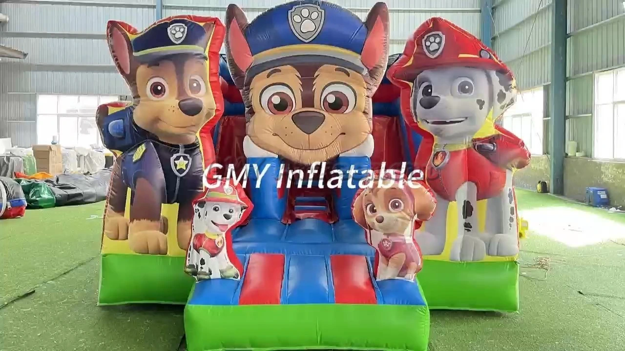 Dmuchana zjeżdżalnia z podwójnym torem i postaciami z kreskówek, dmuchana zjeżdżalnia sucha dla dzieci GMY Inflatables 1