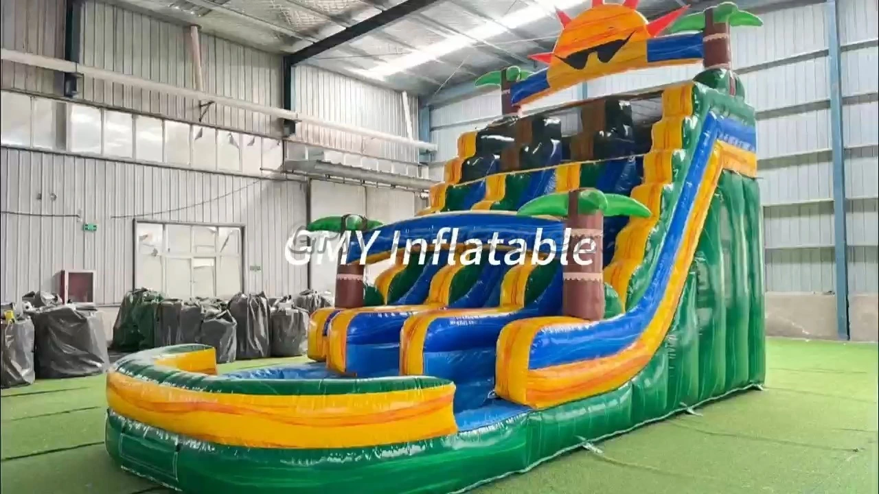 Wypożyczalnia imprez dla dzieci na zewnątrz, duże dmuchane zjeżdżalnie wodne z 2 torami i basenem, dmuchańce GMY 1