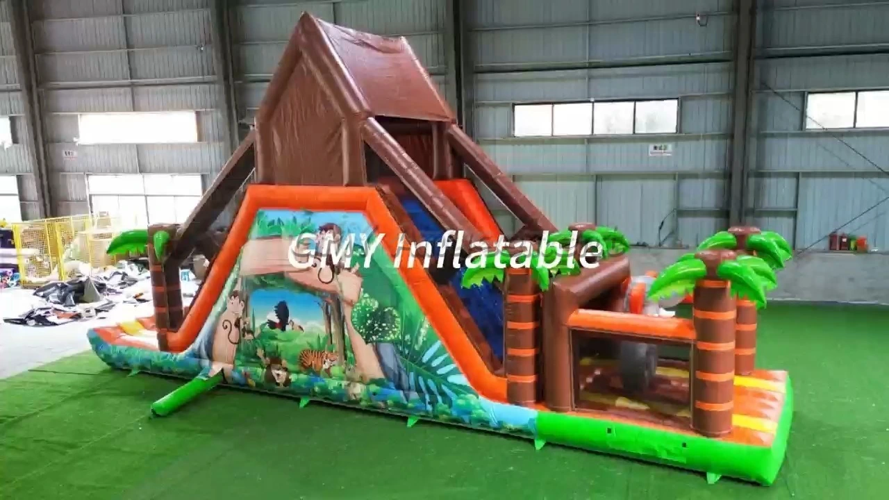Forest Animals Outdoor Inflatable Obstacles Course with Slide for Kids GMY Inflatables 1