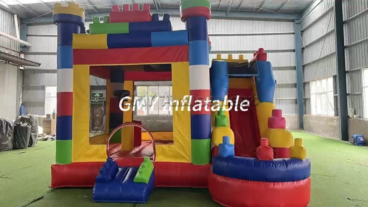 Building Blocks Castle Inflatable Blocks Bounce House Combo with air Blower GMY Inflatables 1