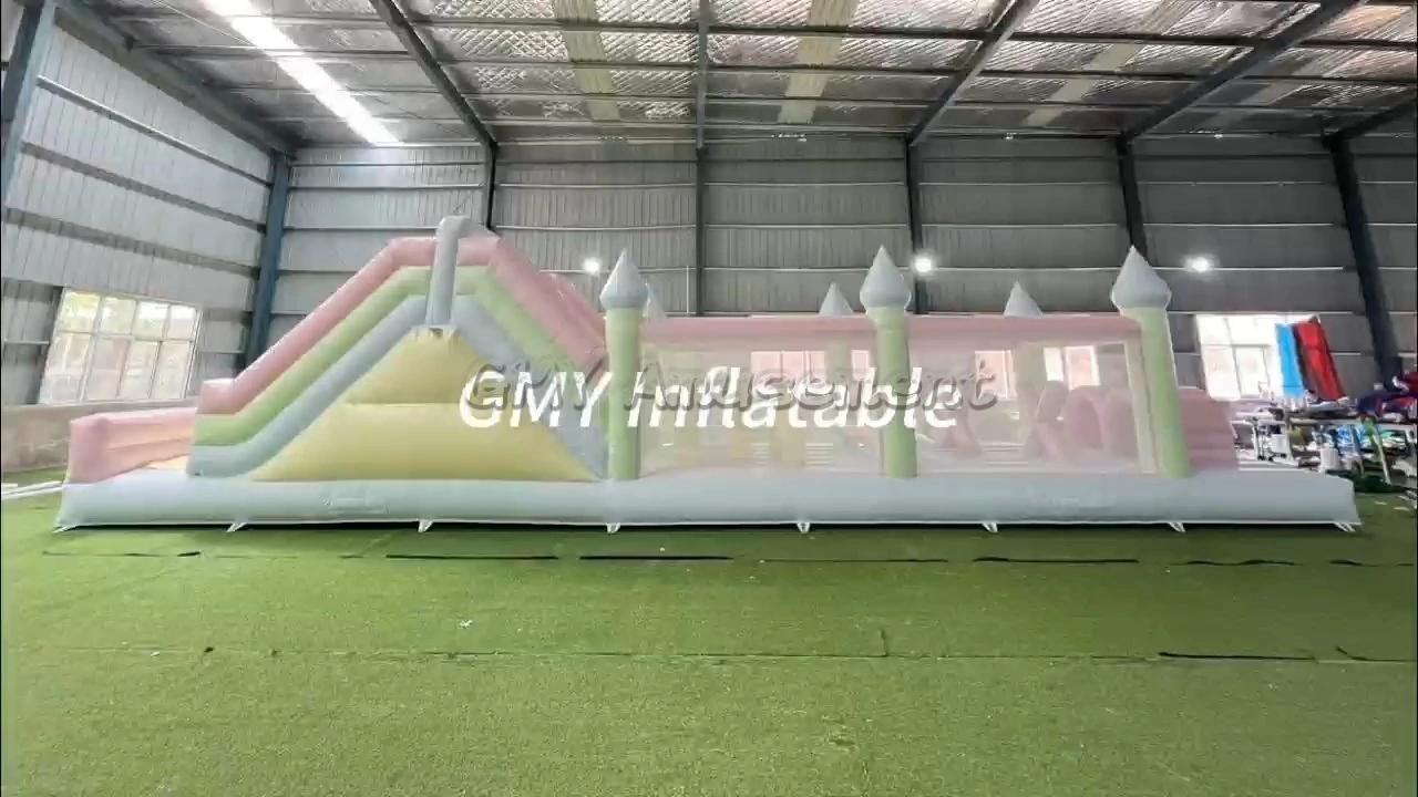 Outdoor Large Inflatable Bounce House Pastel Inflatable Obstacle Course for Kids GMY Inflatables 1