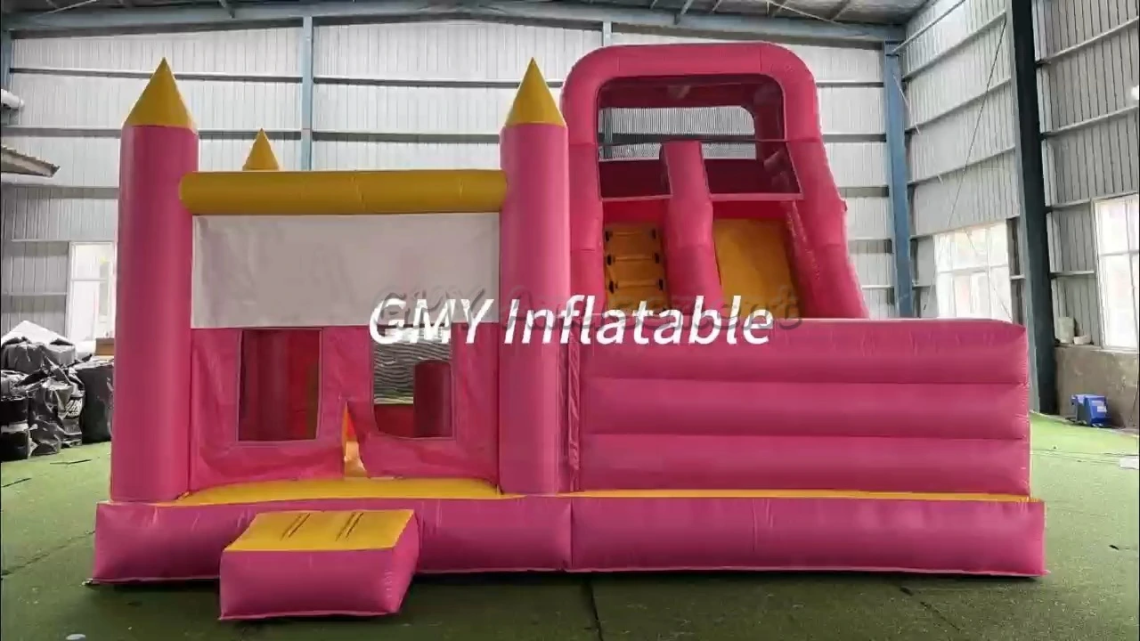 Party Rentals Hpfburg Mit Rutsche Children's Pink Princess Jumper Bouncy Castles GMY Inflatables 1